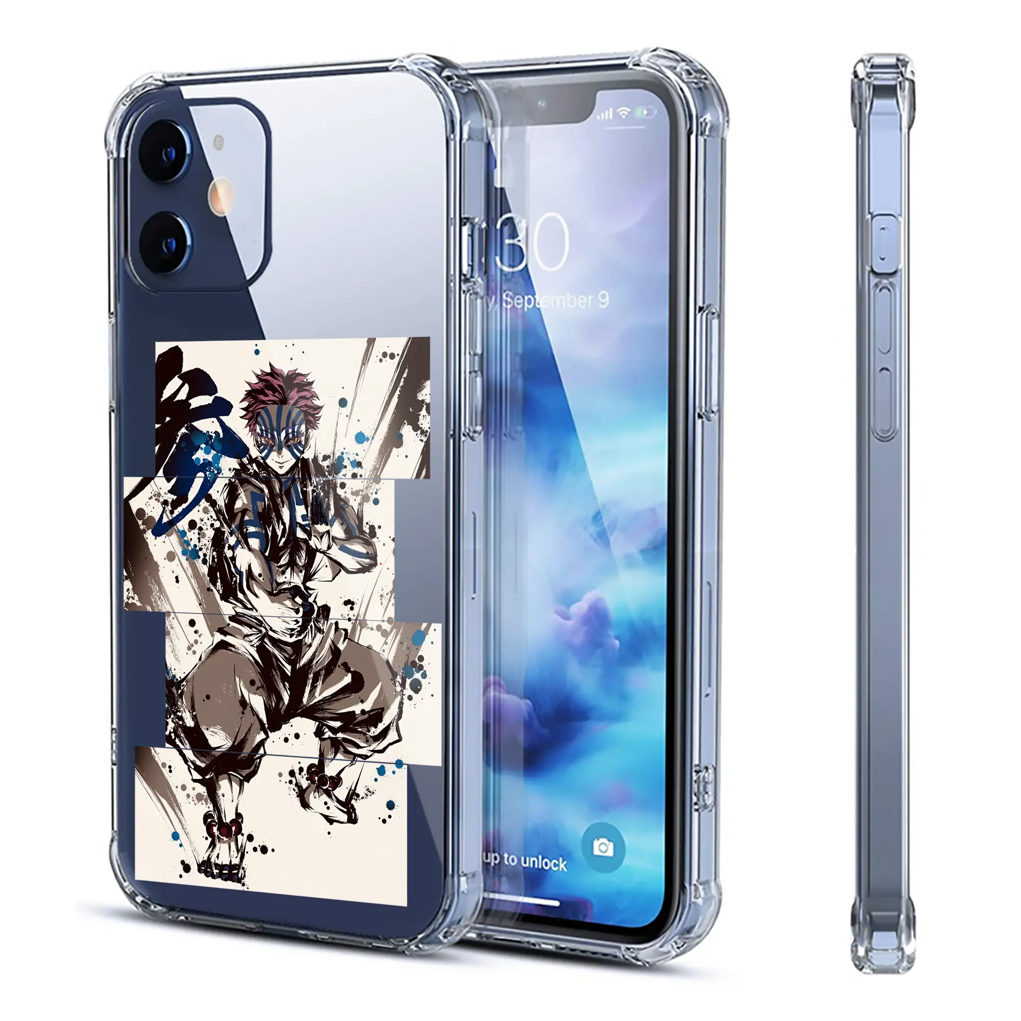 鬼滅の刃 グッズ,猗窩座 - IPhone 12シリーズ対応 ・ 透明スマホケース ・ クリアソフトケース ・ TPU素材 ・ 耐衝撃 ・ 高密着 ・ 防汚 防指紋 ・ 簡単着脱